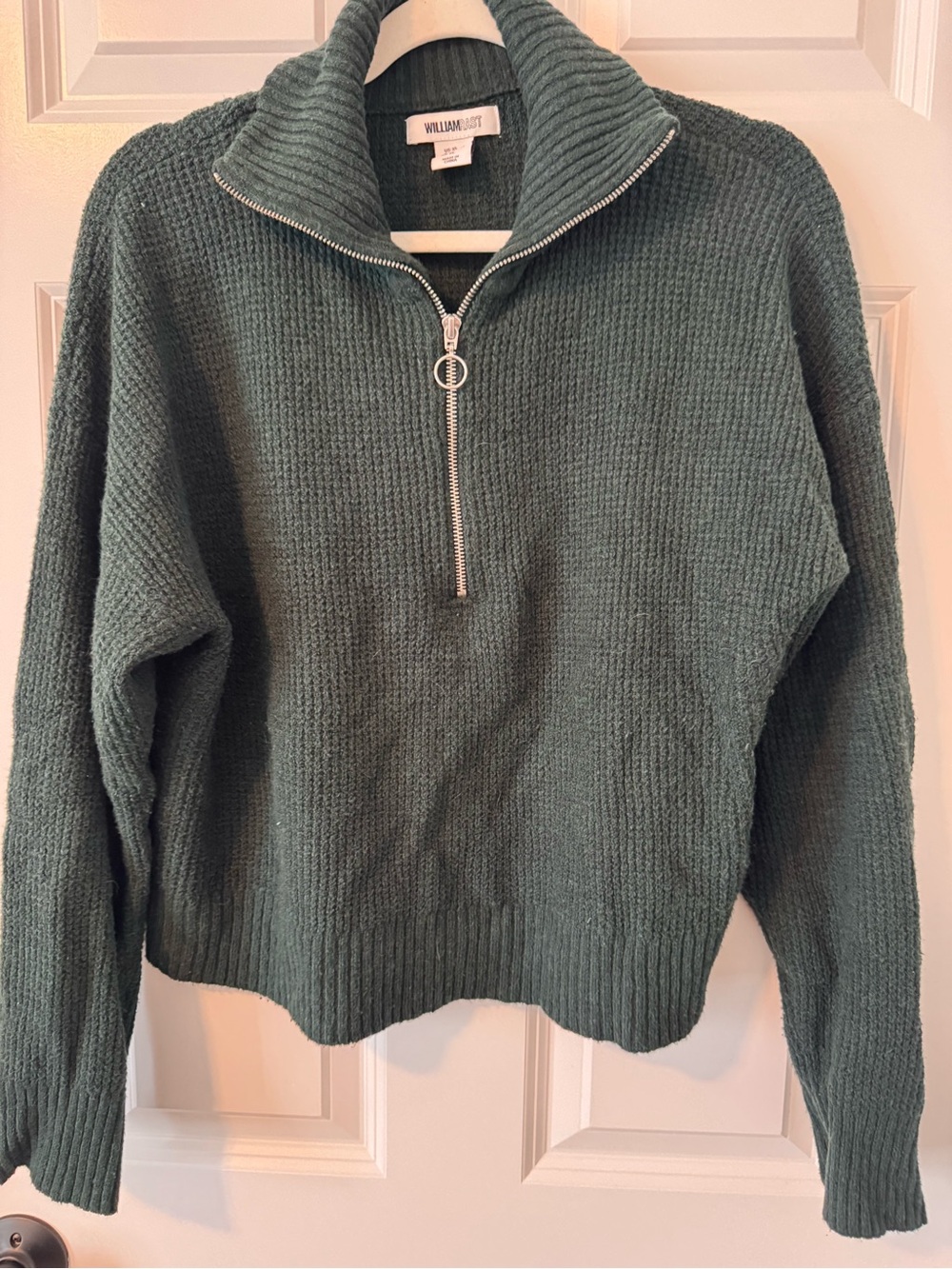 William Rast Dark Green Half-Zip Turtleneck Sweater